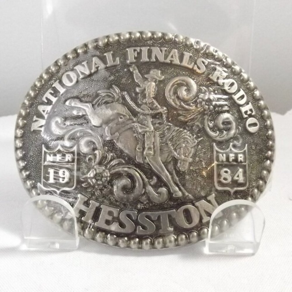 Hesston National Finals Rodeo 1984 Commemorative Belt Buckle Second Edition, NOS